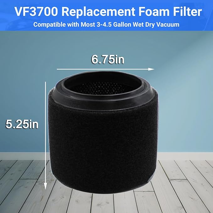 4 Pack VF3700 Filter Compatible with Rigid Vac 3-4.5 Gallon Vacuum Cleaners, Wet Application Foam Filter Fit WS0301VA WS0400DE WS14045