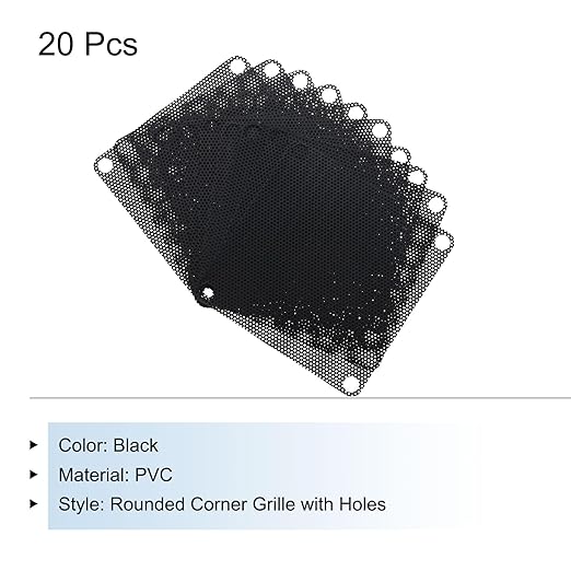 MECCANIXITY 20PCS PC Dust Filter, 70mmx70mm PVC Computer Case Cooler Dustproof Mesh Cover Fan Grills for Computer Chassis Speaker, Black