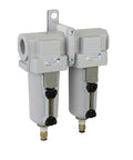 PneumaticPlus SAFU430-N04-MEP Air Particulate (10 µm), Coalescing (0.1 µm) Filter Combo, 1/2" NPT, Metal Bowl w/Manual Drain
