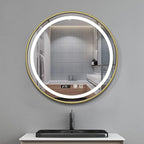 Round Wall Mirror LED Illuminated Bathroom Mirror with Touch Dimmable Demister Pad Makeup Mirror for Vanity Living Room Bedroom(Size:70CM)