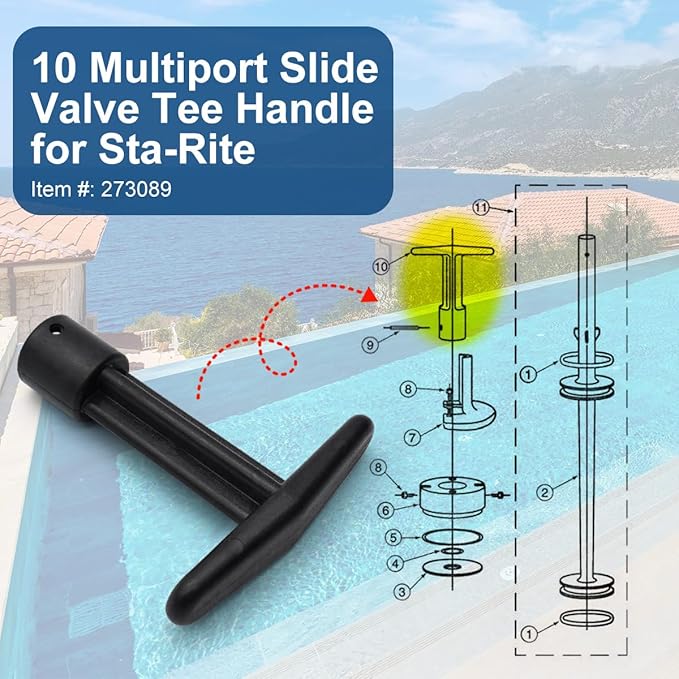 Backwash Piston Plastic Shaft, 273089 Slide Valve Handle for Pentair Sta-Rite Pool and Spa Filter 2" MultiPort Push and Pull Valve 261047 261165 261165 5/8" PVC Multiport Slide Valve Tee Handle, 2pcs