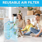 Reusable 14x20x1 Air Filter (MERV 8), 1 Foldable Frame + 6 Refills (Not Individual Filters), Greener HVAC AC Furnace Air Filters MPR 700&FPR 5(Actual Size:13.75"x19.75"x0.75")