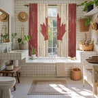 Canada Kitchen Curtains, Red Maple Leaf Flag Vintage Farmhouse Wooden Grain Light Filtering Window Curtain Panels, 2Pcs Rod Pocket Window Treatments Set for Living Room Bathroom Bedroom 42x63 Inches