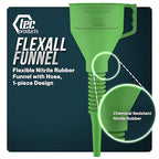TEC Products FlexAll Long Flexible Funnels - Automotive Oil Funnel with Hose, Durable Nitrile Rubber for Oil Change, Transmission Funnel Fluid, Diesel, Fuel, Gas - Made in USA - Green (16 x 5 Inches)
