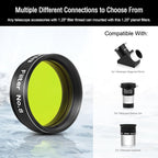 Astromania Telescope Filter, Planetary Filter with Metal Frame for Astronomical Telescope Eyepiece, 1.25 Inch Telescope #8 Yellow Color Filter for Enhancing Contrast in Lunar Planetary Observation