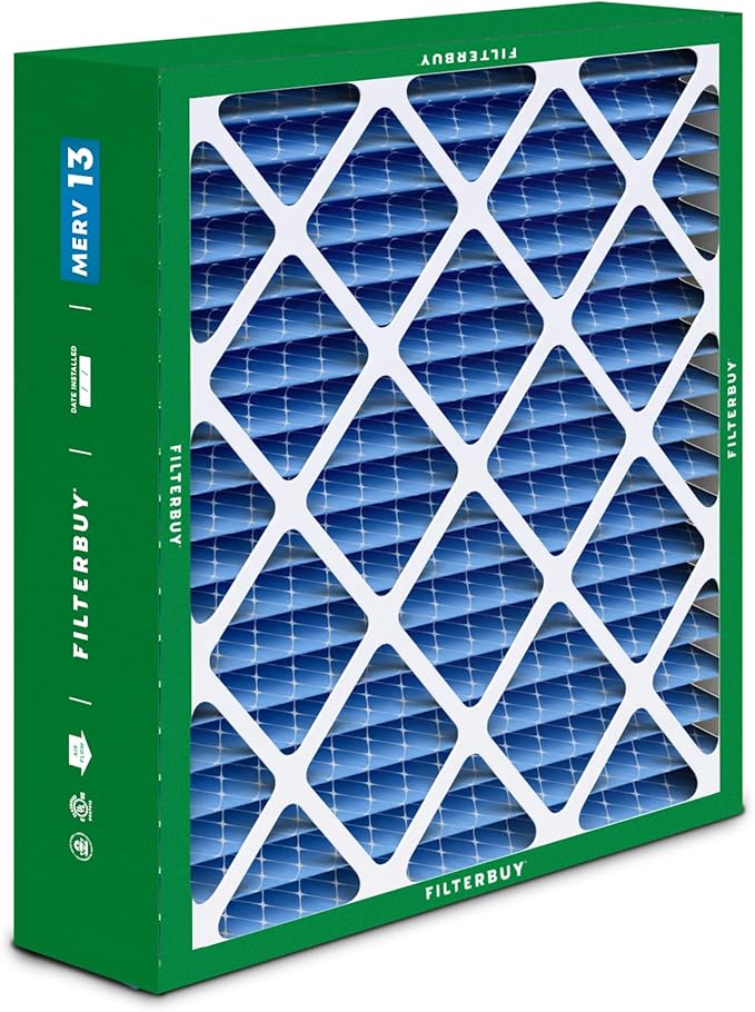 Filterbuy 20x25x6 Air Filter MERV 13 Optimal Smoke & Allergy Defense (3-Pack), Pleated HVAC AC Furnace Filters for AprilAire Space-Gard 201, 2200, 2250, & Lennox (Actual Size: 19.75 x 24.25 x 6.00)