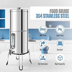 SINCHO 2.25G Gravity Water Filter with Level Window – 3-Stage Stainless Steel System, 2 Washable Ceramic Filters, No Electricity Needed