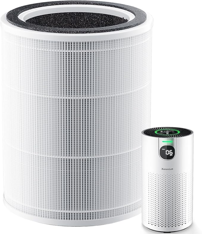 Air Purifier Replacement Filter for VisionAir HAP606 Air Purifier, 3-Stage Design with Activated Carbon, 1 Pack, White