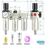 TAILONZ PNEUMATIC 0-240PSI 3/4" NPT Industrial 3-Stage Air Dryer System – Particulate Filter, Coalescing Filter, Desiccant Dryer & Regulator (Auto Drain)