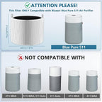 2-pack 511 Replacement Filter, Compatible with Blue Air Blue Pure 511 Air Purifier, Ture HEPA Filters, and Activated Carbon Filter