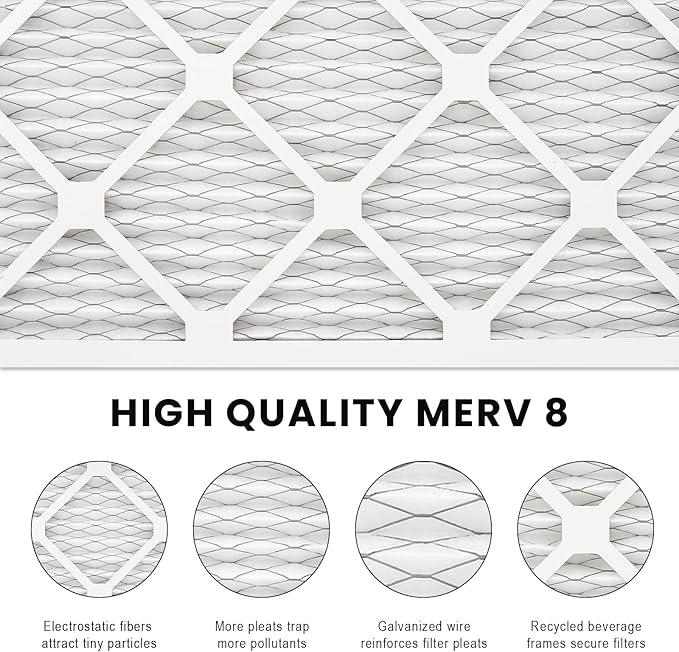12x12x1 Air Filter MERV 8 (4-Pack), HVAC/Furnace AC Filter Replacement, Dust Defense–Comparable with MPR 600 & FPR 5 (Actual 11.75x11.75x0.75)
