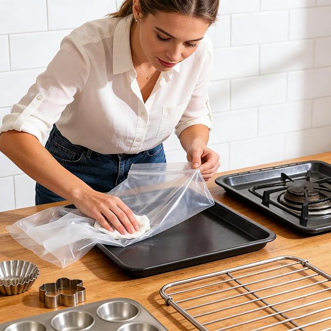 GrateGleam - 10 Pack Oven Rack Cleaning Bags | Heavy-Duty Leak-Proof Degreaser Soaking Bags with Secure Zip Seal for Stove Grates, BBQ Grills, Toaster Ovens, Roasting Pans and Camping