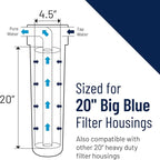 Pentair Pentek DGD-2501-20 Big Blue Water Filter, 20-Inch Whole House Sediment Filter Cartridge Replacement, Dual-Gradient Density Spun Polypropylene, 20" x 4.5", 1 Micron, Pack of 1, White