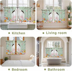 Easter Kitchen Curtains 45 Inch Long 2 Panel Set, Rod Pocket Window Treatment, Spring Watercolor Bunny Eggs Wooden Grain Green Light Filtering Short Curtains & Drapes for Bathroom Laundry 52"W x 45"L
