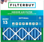 Filterbuy 20x20x2 Air Filter MERV 13 Optimal Smoke & Allergy Defense (1-Pack), Electrostatic Pleated HVAC AC Furnace Filters Replacement, Made in USA (Actual Size: 19.50 x 19.50 x 1.75)
