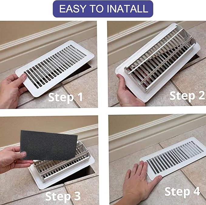 24-Pack Air Vent Filter 4 x 10 Inch Activated Charcoal, Air Vent Floor Heater Carbon Pre-Filter Sheet 4x10 Inch Work for Home Air Purifier, Register, Ceiling 4" x 10" (Black) Hoctsom