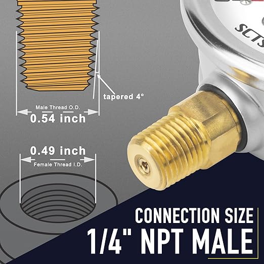 2-1/2" Dial Size, 0-300 Psi Pressure Gauge, Glycerin Liquid Filled, 1/4" NPT Lower Mount, Stainless Steel Case, for Regulator, Air Compressor, Water System, HVAC, Hydraulic, Pressure Test
