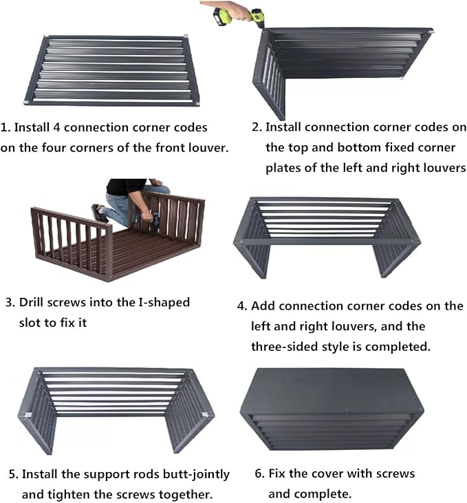 Aluminum Outdoor Condenser Protective Cover, freestanding Enclosure to Cover Garbage Or Ac Units, beautiful and durable appearance, suitable for gardens, balconies, walls, courtyards ( Color : FOUR-BL