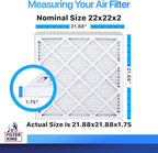 Filter King 22x22x2 Air Filter | 12-PACK | MERV 8 HVAC Pleated A/C Furnace Filters | MADE IN USA | Actual Size: 21.88 x 21.88 x 1.75"