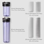 Airthereal Whole House Water Filter Housing, 10" x 4.5" Sediment Carbon Cartridge Universal Housing, Pre-Filtration System for Well and City Water with 1" NPT Port (Clear Housing)