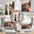 Farm Horses Kitchen Curtains 45 Inch Length, Short Cafe Window Curtains Tab Top, Farmhouse Barn Funny Animals Butterfly Light Filtering Window Treatments Tier Drapes 27.5"x45" 2 Panel