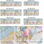 Kitchen Valances for Window, Spring Easter Eggs Rabbit Flower Light Filtering Rod Pocket Valance Curtain, Plant Colorful Wood Grain Short Curtains Window Topper for Bedroom Living Room 42x12in