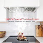 CT Copper Tailor Built-in Range Hood Insert Vent 48 Inch, 1150 CFM with 4-Speed Fan, LED Light, Dishwasher-safe Baffle Filter,Stainless Steel