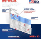 BNX TruFilter 12x12x1 Air Filter MERV 13 (6-Pack) - MADE IN USA - Electrostatic Pleated Air Conditioner HVAC AC Furnace Filters for Allergies, Pollen, Mold, Bacteria, Smoke, Allergen, MPR 1900 FPR 10