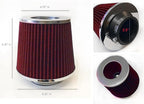 Red Cold Air Intake Cone Replacement Performance Washable Clamp-on Dry Filter with Sock Protective Cover Mesh Dustproof Bag (3.5")