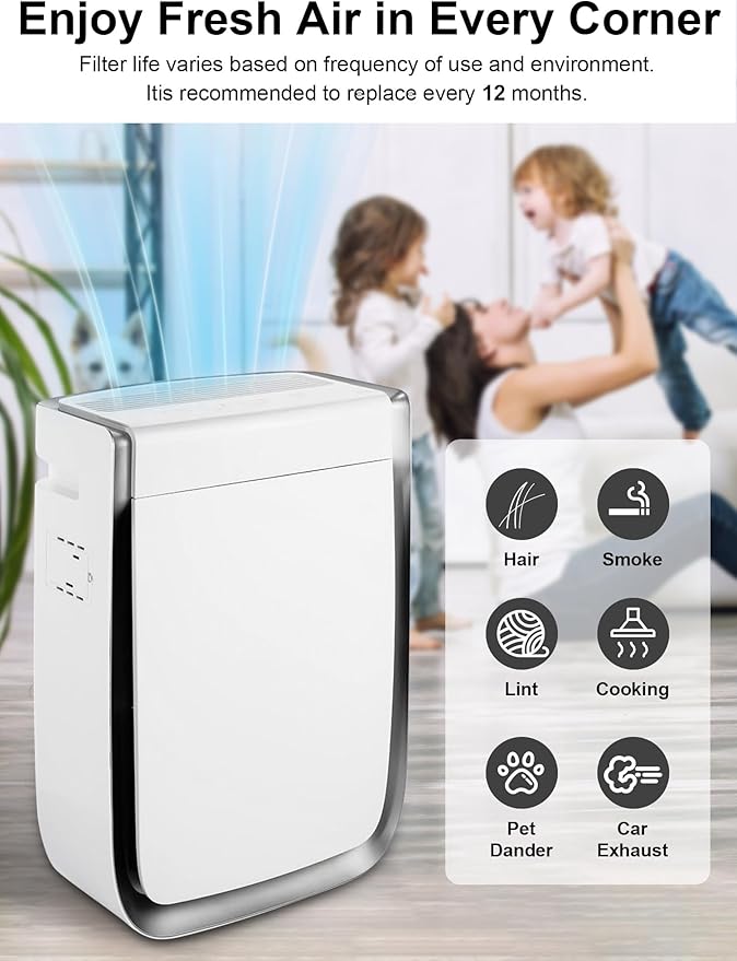 3000 Replacement Filters Compatible with Air Doctor 3000 & 3000M Air Purifiers, Includes 1 High-Efficiency Filter, 2 Carbon Filters, 4 Pre-Filters, Comparable to ADF3001, ADF3002, ADF3003