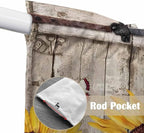 Sunflowers Swag Valances for Windows, Retro Flower Barn Doors Butterfly Farmhouse Brown Rod Pocket Kitchen Curtains Valance, Small Window Curtains Swag for Cafe Living Room, 2 Panels, 28x36 inch