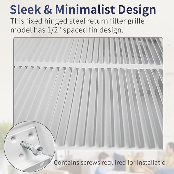 16"W x 25"H [Duct Opening Size] Steel Return Air Filter Grille - Removable Face/Door for 1 inch Filters -HVAC Vent Cover Grill - White [Outer Dimensions: 18 5/8"W X 27 5/8"H]