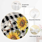 Sunflowers Living Room Curtains 96 Inch Length, Window Curtains Tab Top, Yellow Flowers Butterfly Farmhouse Black Plaid Light Filtering Window Treatments Drapes 52"x96" 2 Panel