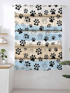 Sheer Curtains 72 Inches Long, Blue Dog Paw Print Semi Sheer Curtains Light Filtering Window Treatment, Vintage Farmhouse Rustic Wooden Grain Privacy Voile Drapes for Living Room Bedroom 52x72 Inch
