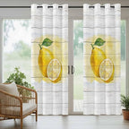 Lemons Yellow Summer Fruit Vintage Wood Outdoor Curtains for Patio Waterproof Outside Curtains with Grommet Top Weatherproof Curtain for Cabana Pergola Gazebo, 2 Pack, 54" W x 95" L