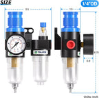 TAILONZ PNEUMATIC 1/4 Inch NPT AFC2000 Air Filter Pressure Regulator Kit（0-145 Psi）5 Micron Brass Element Air Tool Compressor Filter with Gauge and Lubricator Cup