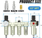1/2" NPT Heavy Duty Industrial Grade 4 Stage Air Drying System,Auto Drain,Coalescing Filter,Double Particulate Filter,Desiccant Dryer and Air Regulator For Plasma Cutter and Paint Spray