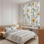 Spring Daisy Kitchen Curtains, Farmhouse Country Flower Leaf Plant Wood Grain Light Filtering Window Curtain Panels, 2Pcs Rod Pocket Window Treatments Set for Living Room Bathroom Bedroom 42x63 Inches