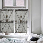Vintage Gate Kitchen Curtains 54 Inches Length, Farmhouse Wooden Grain Shabby Chic Door Window Treatment Curtain Drapes, Thermal Insulated Drapes for Basement Hotel RV, 42"x54", 2 Panels