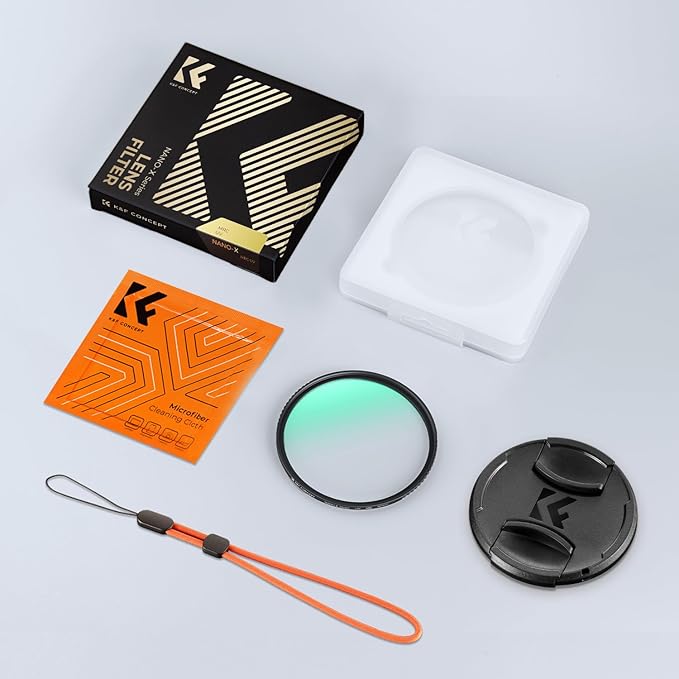 K&F CONCEPT 82mm MC UV Lens Protection Filter with Filter Cap Cleaning Cloth Optical Glass Ultra Slim 28 Multi-Layer Coatings Camera Lens UV Filter (Nano-X Series)