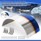 PTNHZ Universal Stainless Steel Air Intake Filter Cover Heat Shield Fits for 2.5-3.5" Cone or Cylinder Filter Burnt Blue