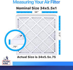 Filter King 34x5.5x1 Air Filter | 4-PACK | MERV 8 HVAC Pleated A/C Furnace Filters | MADE IN USA | Actual Size: 34 x 5.5 x .75"