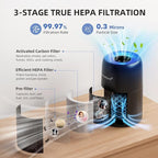 Air Purifiers for Home Bedroom, AromaRoom H13 HEPA Air Purifier Filter for Allergies, Pollen, Smoke, Dusts, Pets Dander, Odor, Hair, 22dB Quiet Air Cleaner for Room, Office, Dorm, AP100-B (Black)