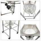 50L Glass Vacuum Filter, Lab Vacuum Suction Filter Device, Brinell Funnel/High Borosilicate Glass Flask, Negative Pressure Stainless Steel Vacuum Filter for Liquid Extraction, -0.098Mpa