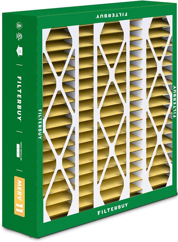 Filterbuy 20x25.25x3.5 Air Filter MERV 11 Superior Pet & Allergy Defense (3-Pack), Pleated HVAC AC Furnace Filters for AprilAire Space-Gard 102 & 2120 (Actual Size: 19.94 x 25.38 x 3.75)