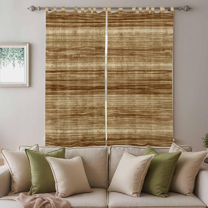 Vintage Western Living Room Curtains 84 Inch Length, Window Curtains Tab Top, Rustic Farmhouse Wooden Grain Barn Door Light Filtering Window Treatments Drapes 52"x84" 2 Panel