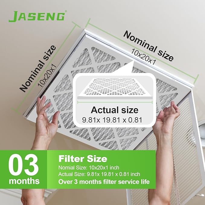 Furnace Filters 10x20x1 MERV 8, MPR 600, Air Filter (2 Pack) for HVAC, AC Furnace - Actual Size: 9.75"x19.75"x0.75"