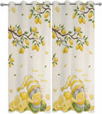 Summer Outdoor Curtains for Patio Lemon Gnome Leaf Linen Texture Waterproof Outside Curtains with Grommet Top Weatherproof Curtain for Cabana Pergola Gazebo, 2 Pack, 54" W x 108" L