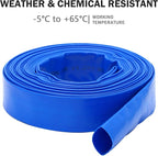 DAVCO 3" x 50 ft Pool Backwash Hose, Heavy Duty Reinforced Blue PVC Lay Flat Water Discharge Pump Hoses For Swimming Drain Pools and Clean Filters,with 1 Clamp