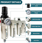 Upgraded 3/4" NPT Industrial Grade 4 Stage Air Drying System, Particulate Filter, Coalescing Filter, Desiccant Dryer & Air Regulator - for Plasma Cutter, Paint Spray, 3Filter&1Dryer System，Auto Drain